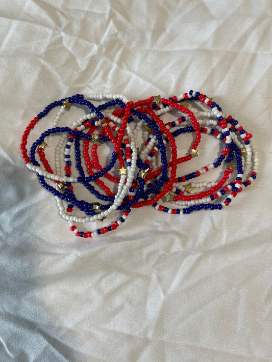 Red white and Blue Bracelet Stack